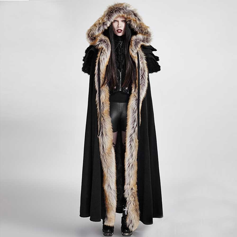 Punk Rave - Foxa Cloak Cape/Mantel/Poncho - Zwart